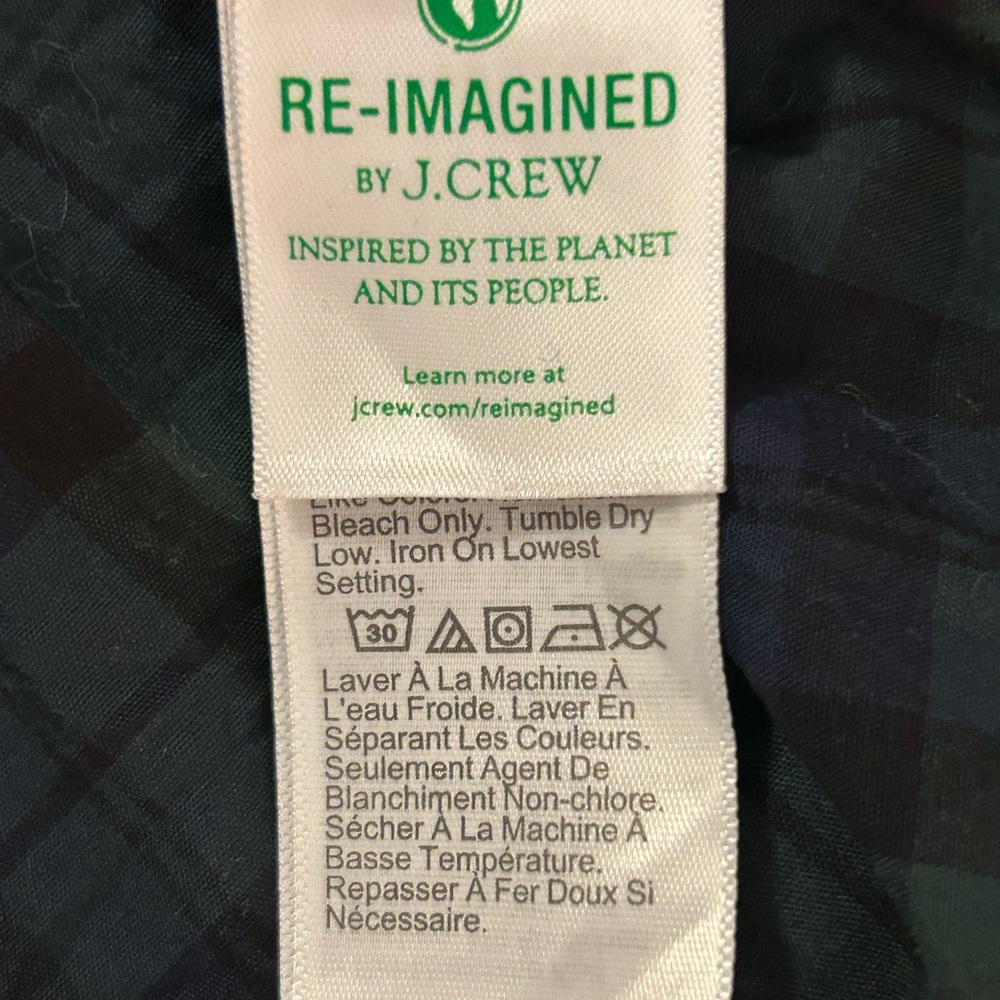 J Crew Re-imagined Tartan Plaid ruffle tiered dress green and navy XXS stretchy - Picture 9 of 12